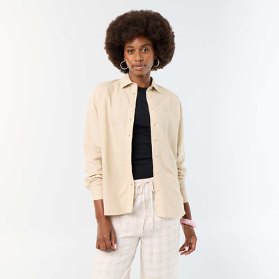 Chemise en lin mélangé BEIGE
