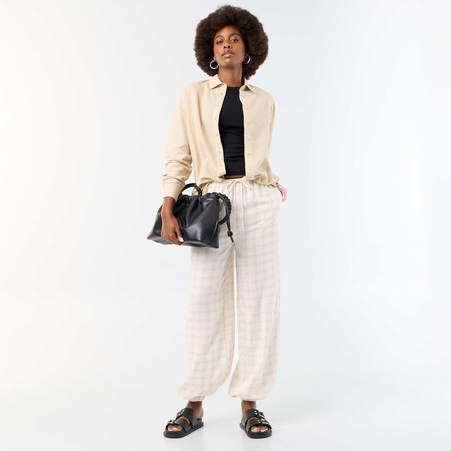 Chemise en lin mélangé BEIGE