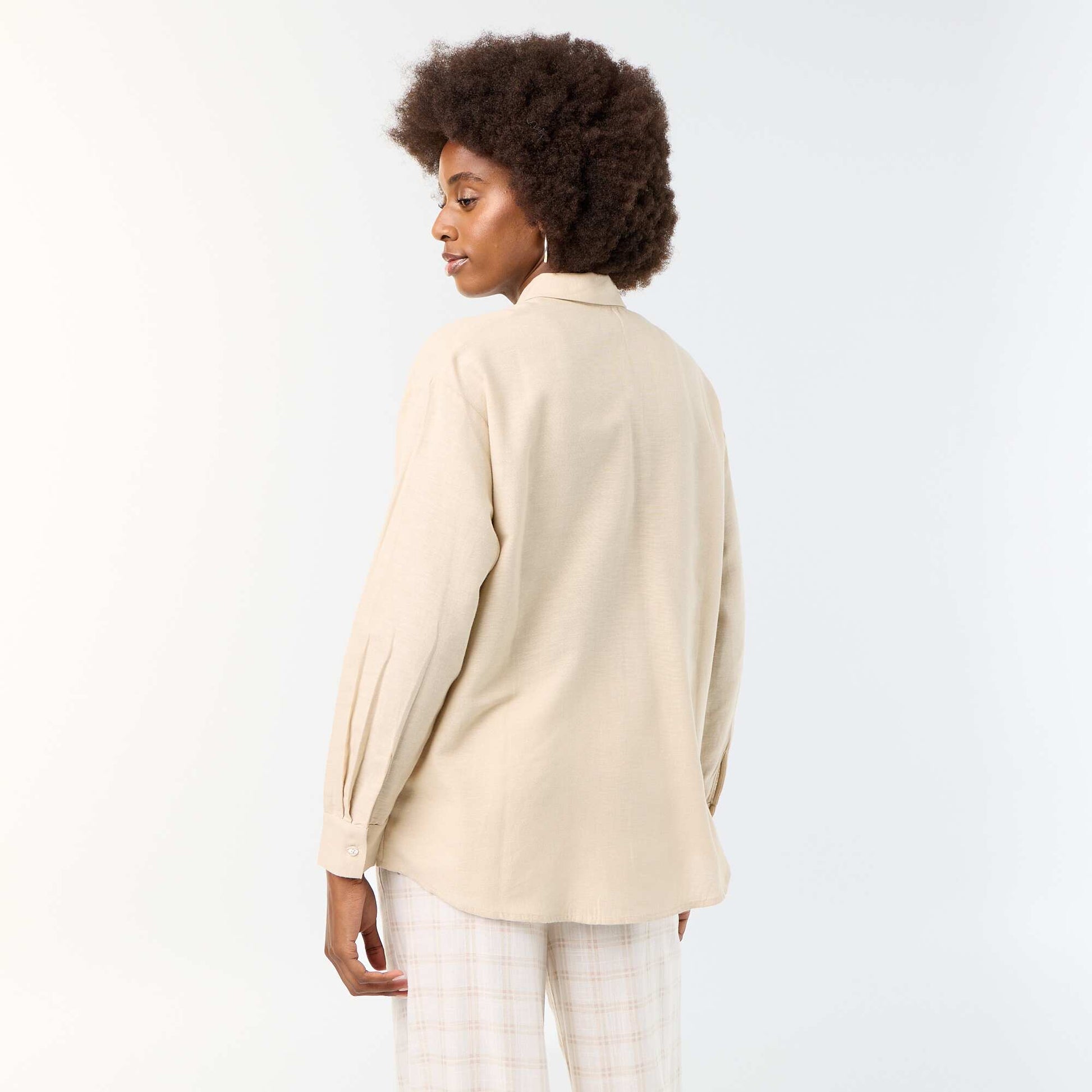 Chemise en lin mélangé BEIGE