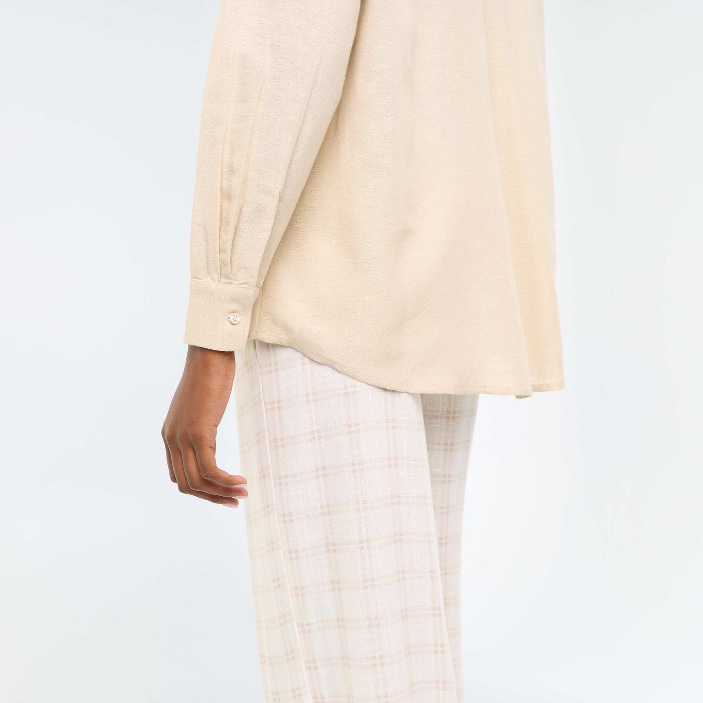 Chemise en lin mélangé BEIGE