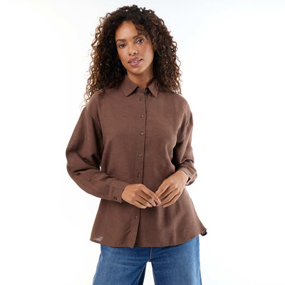 Chemise en lin mélangé MARRON