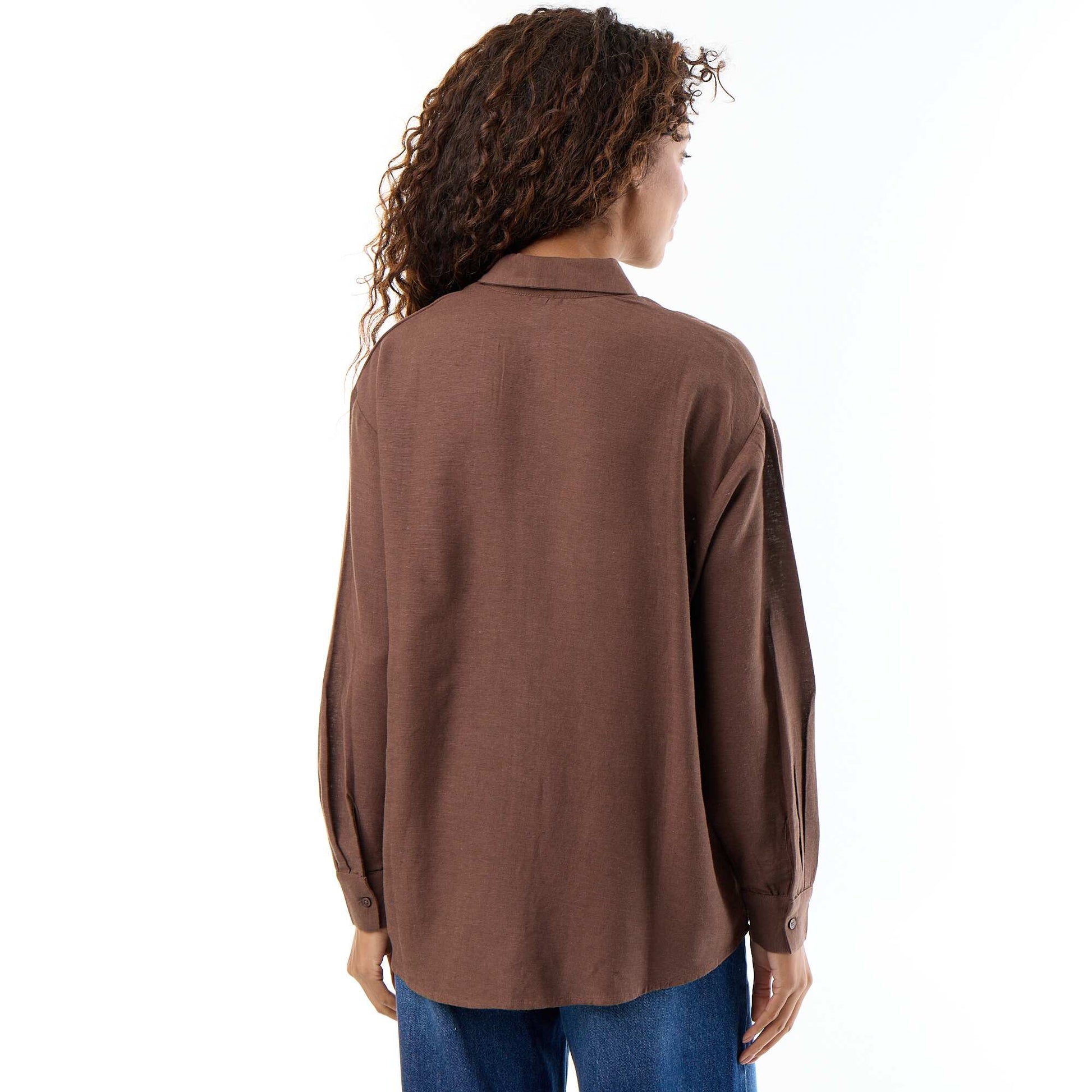 Chemise en lin mélangé MARRON