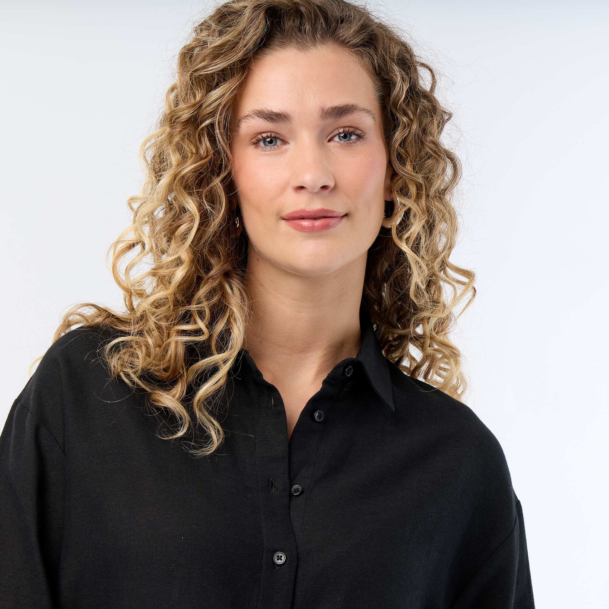 Chemise en lin mélangé NOIR