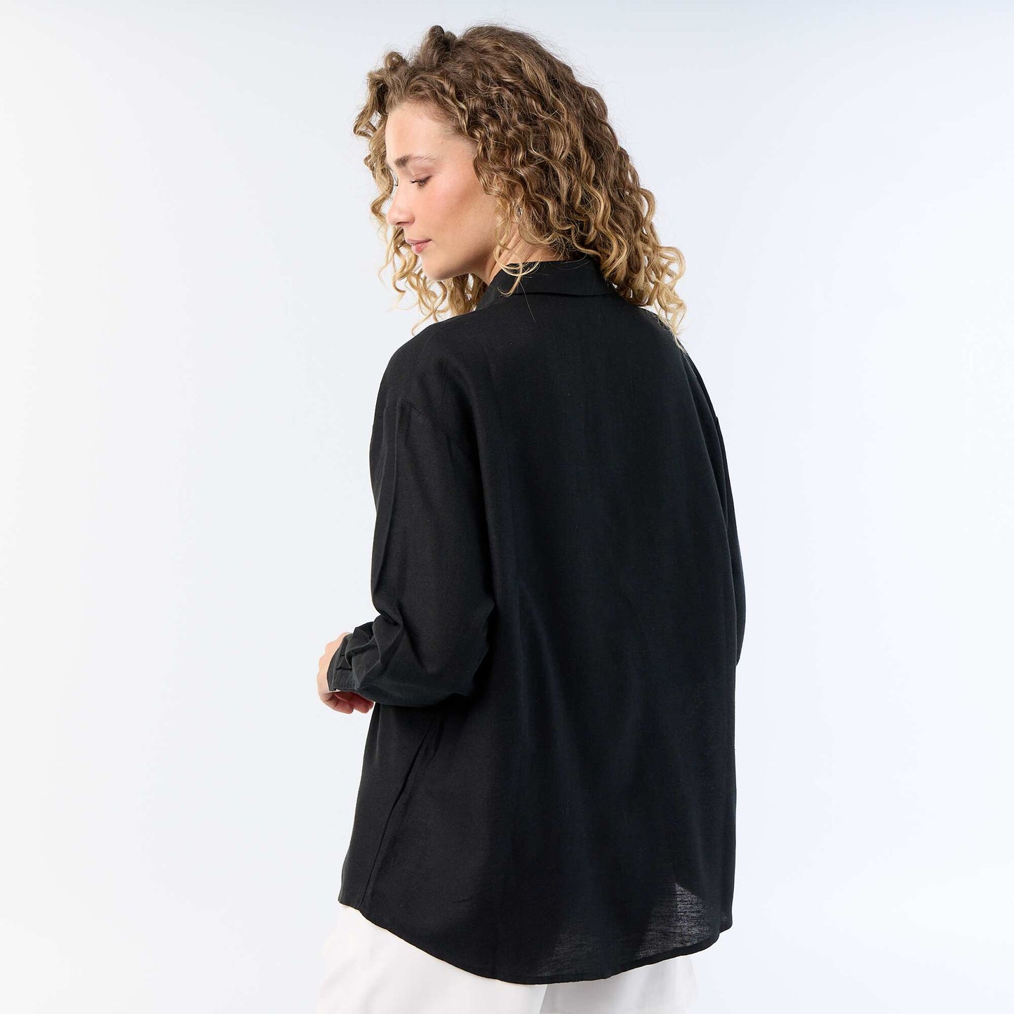 Chemise en lin mélangé NOIR
