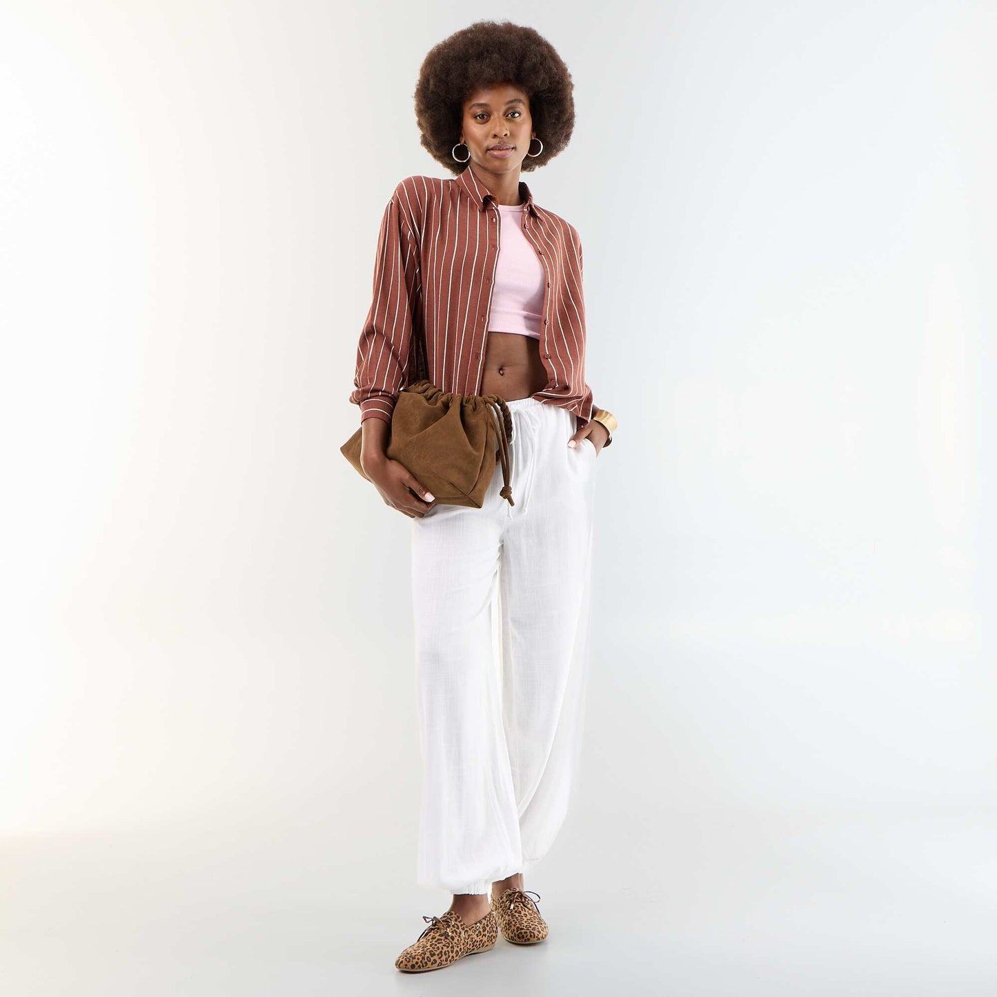 Chemise en lin mélangé MARRON