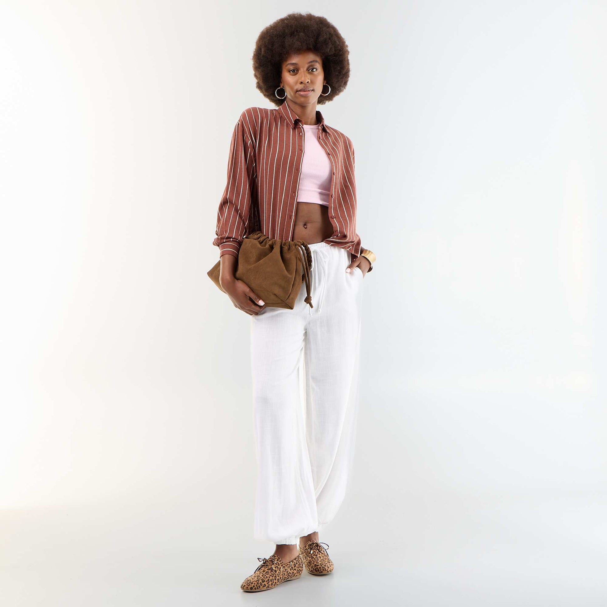 Chemise en lin mélangé MARRON