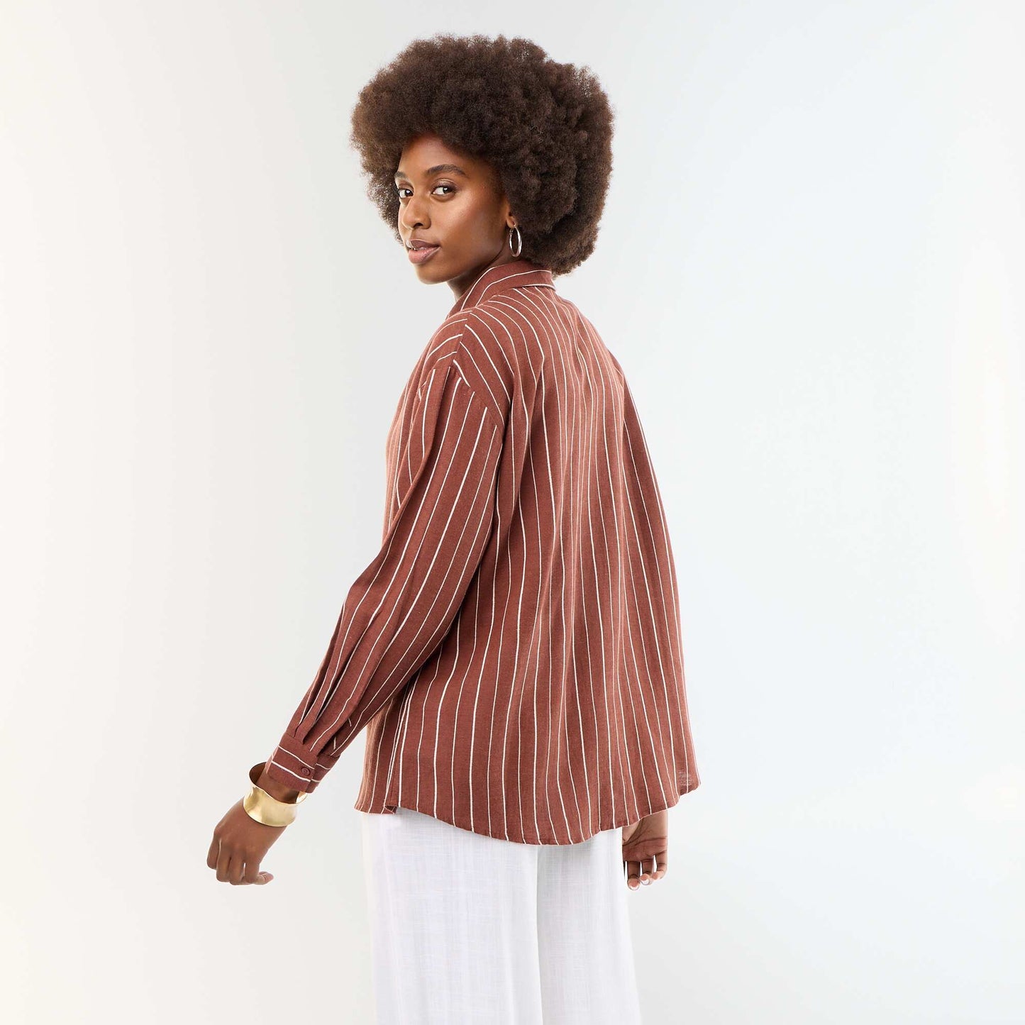Chemise en lin mélangé MARRON