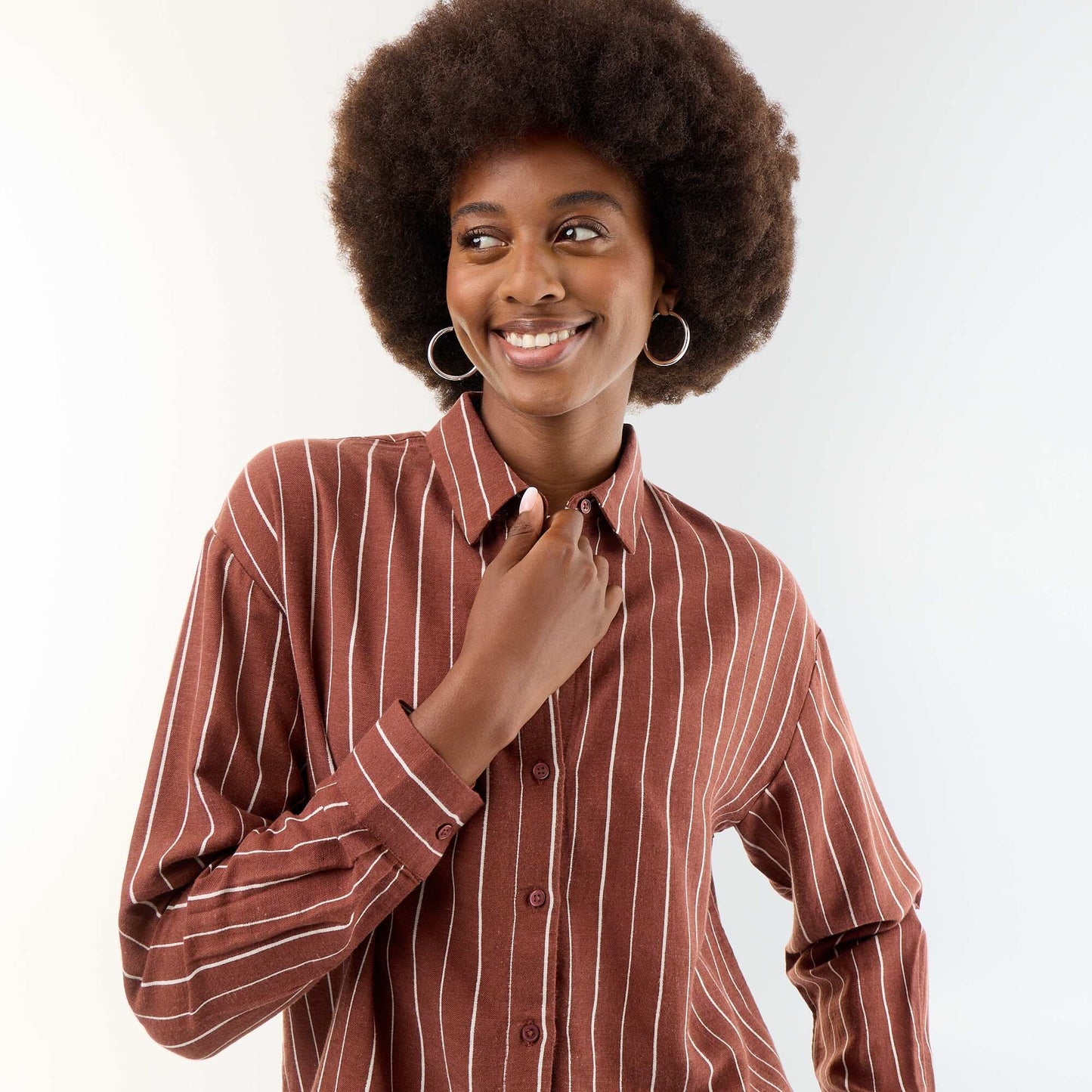 Chemise en lin mélangé MARRON