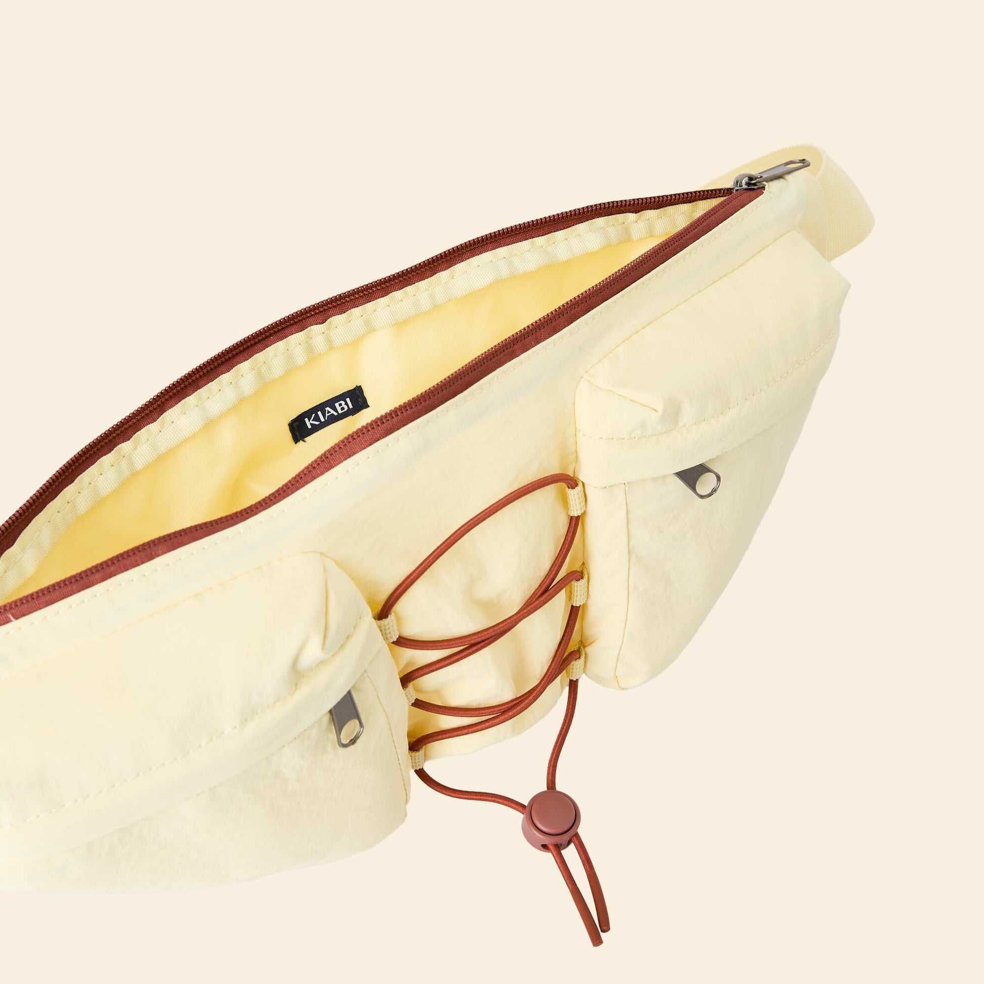 Banane de sport avec poches extérieures et intérieures 15x40 cm JAUNE