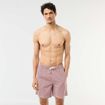 Short de bain rayé ROUGE