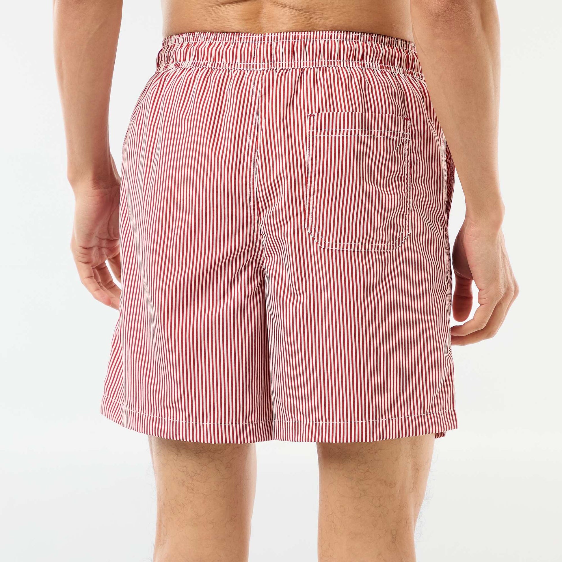 Short de bain rayé ROUGE