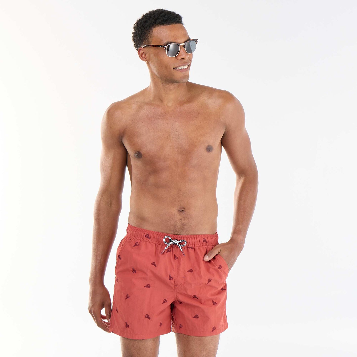 Bermuda de bain à motif ROUGE