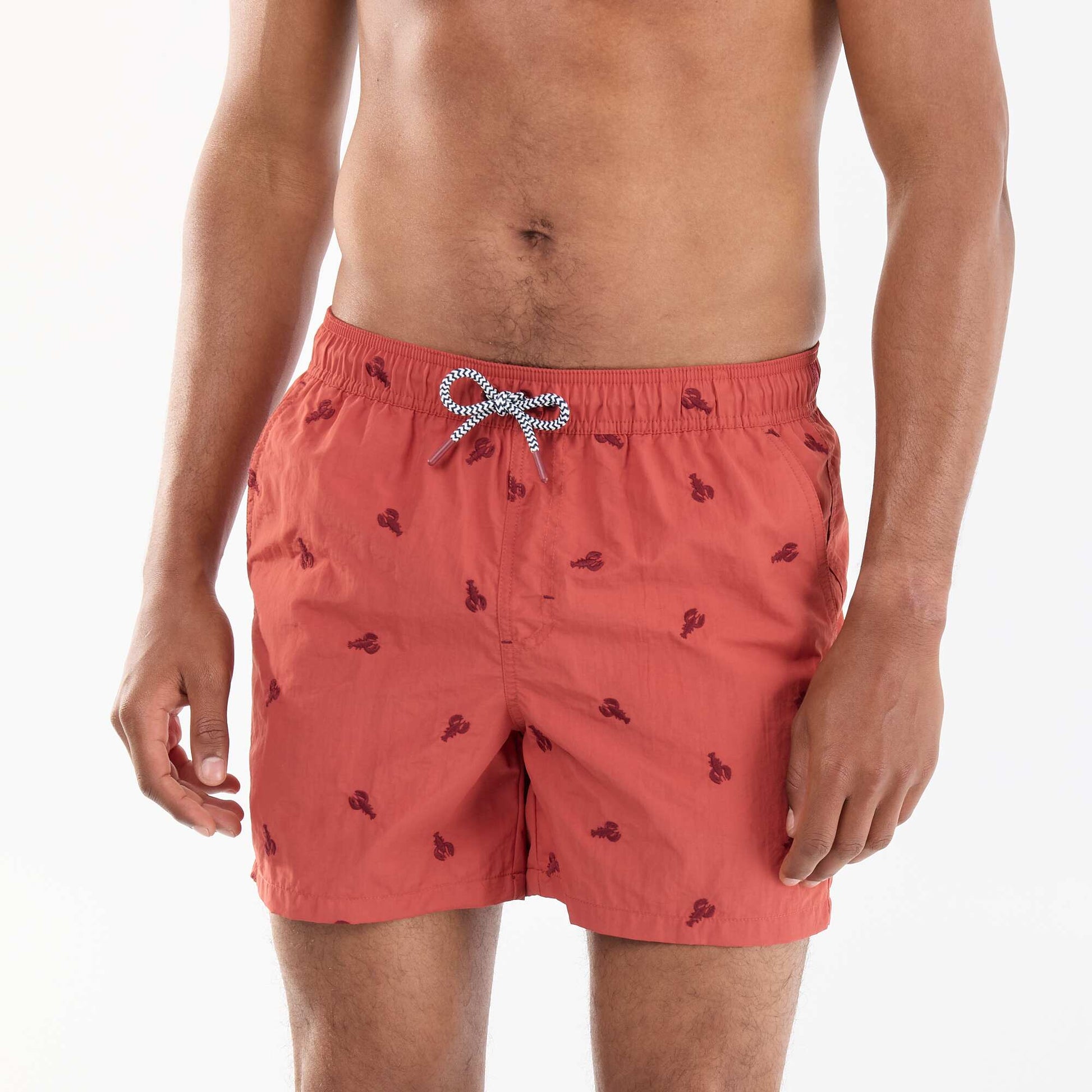 Bermuda de bain à motif ROUGE