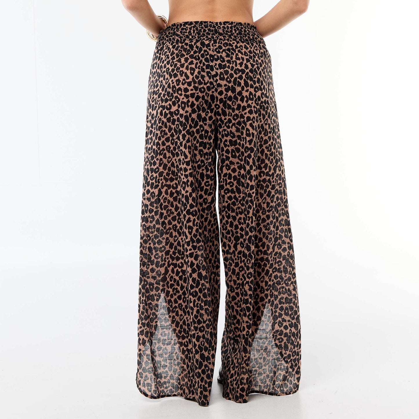 Pantalon de plage en viscose imprimée MARRON
