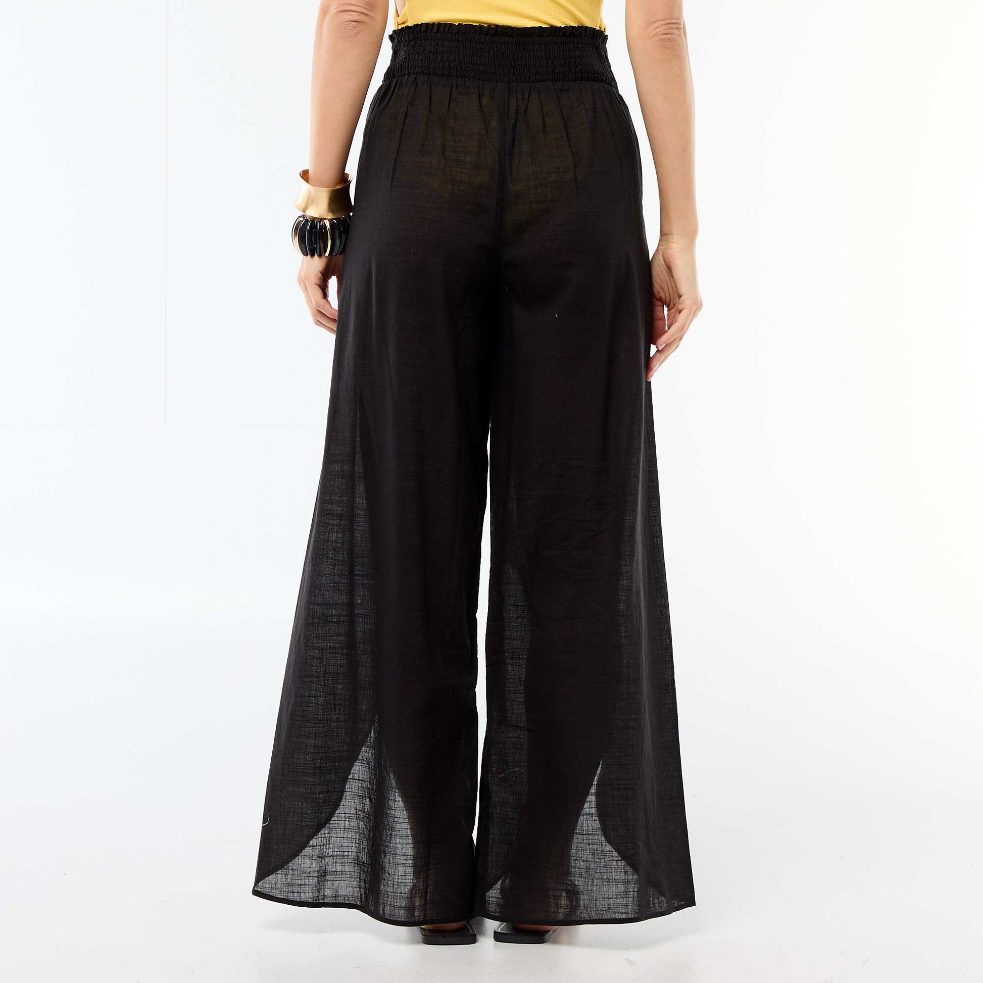Pantalon de plage en viscose imprimée NOIR