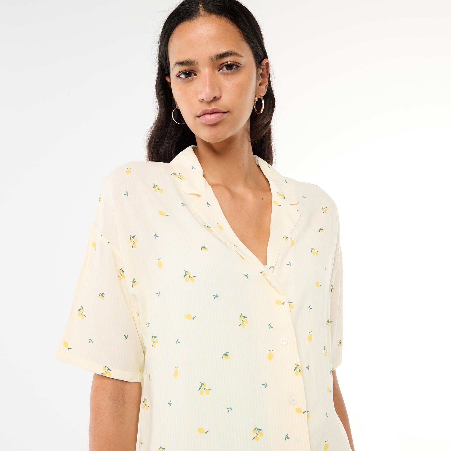 Ensemble chemisier de nuit rayé all-over JAUNE