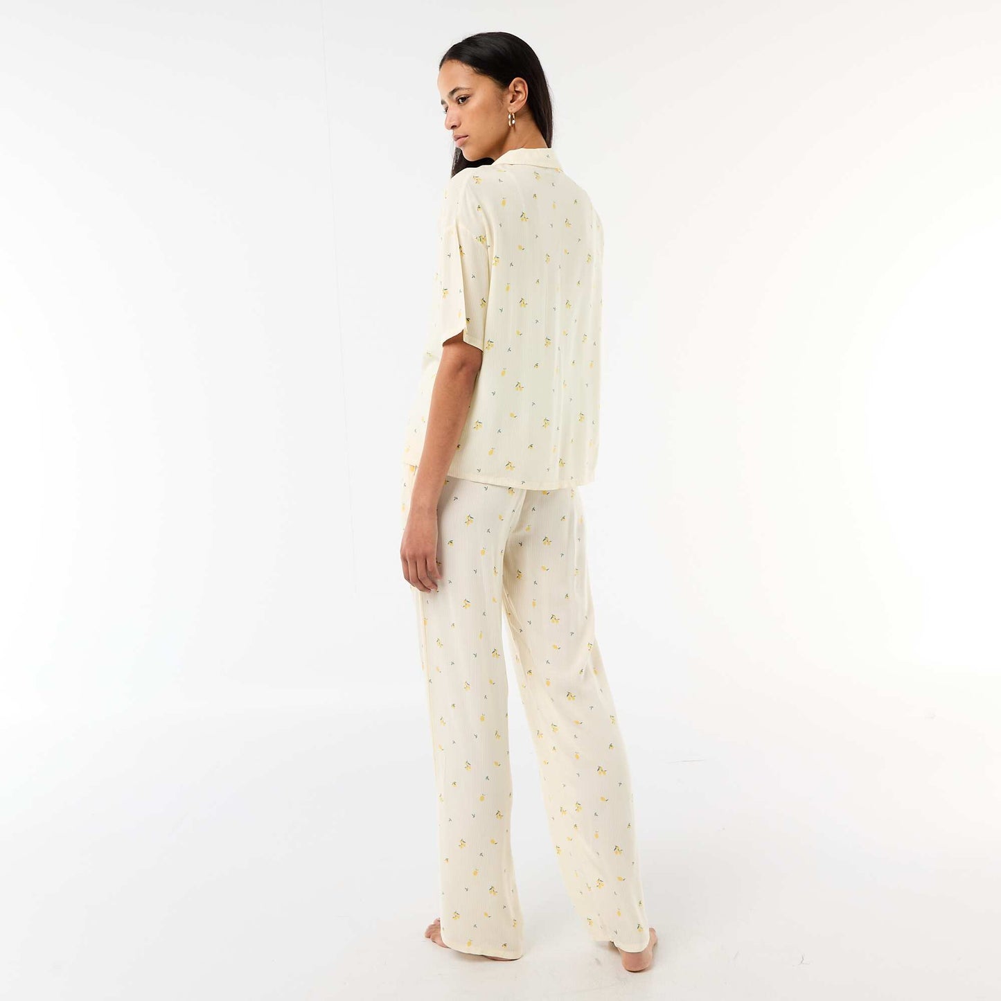 Ensemble chemisier de nuit rayé all-over JAUNE