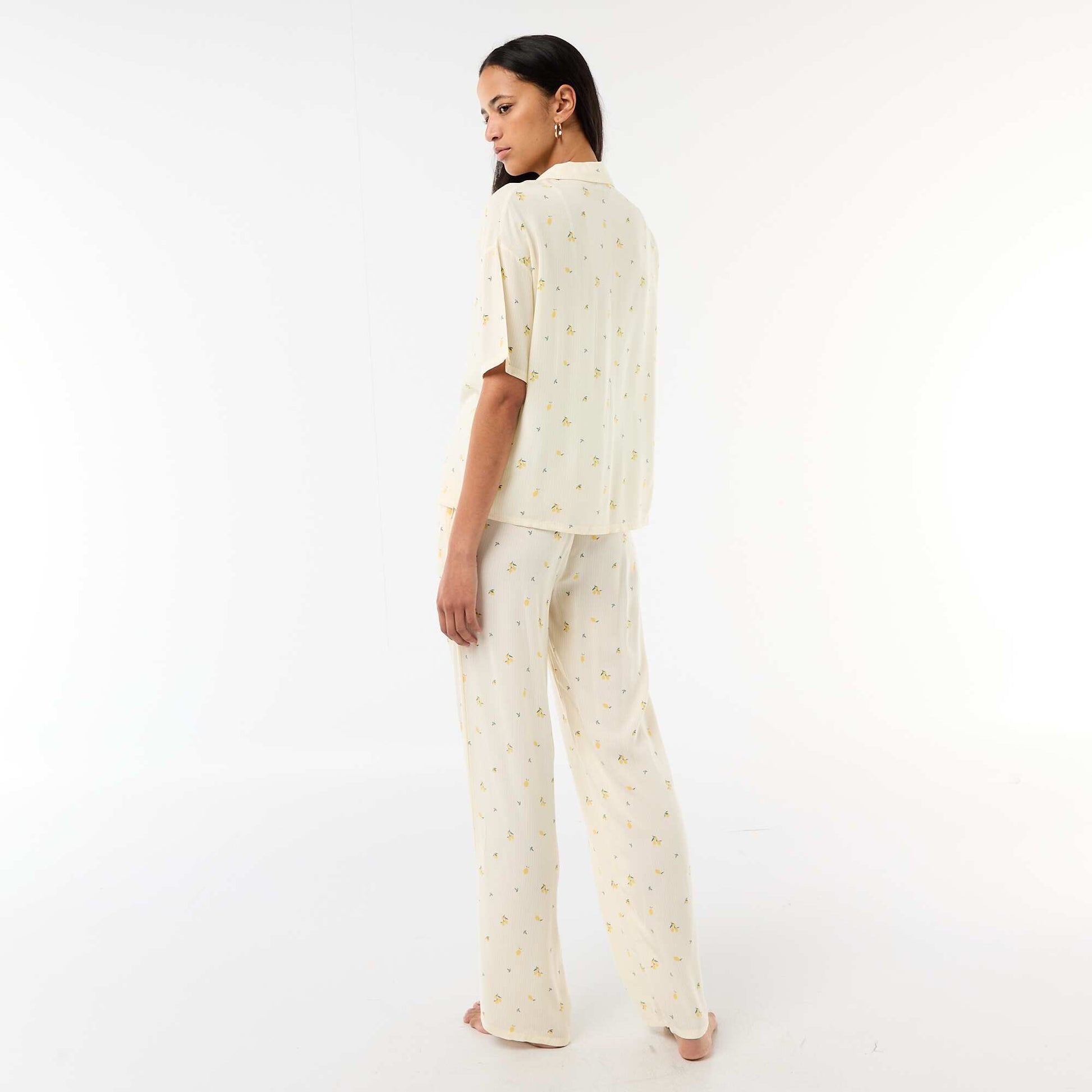 Ensemble chemisier de nuit rayé all-over JAUNE