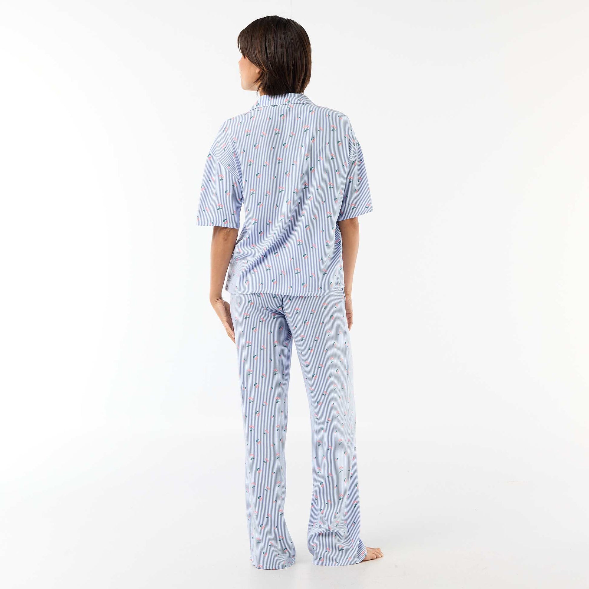 Ensemble chemisier de nuit rayé all-over BLEU