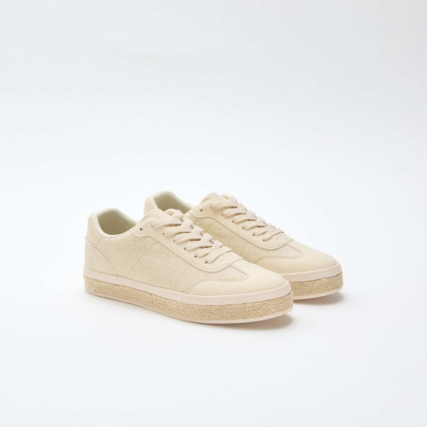 Baskets bi matière et semelle espadrille BEIGE