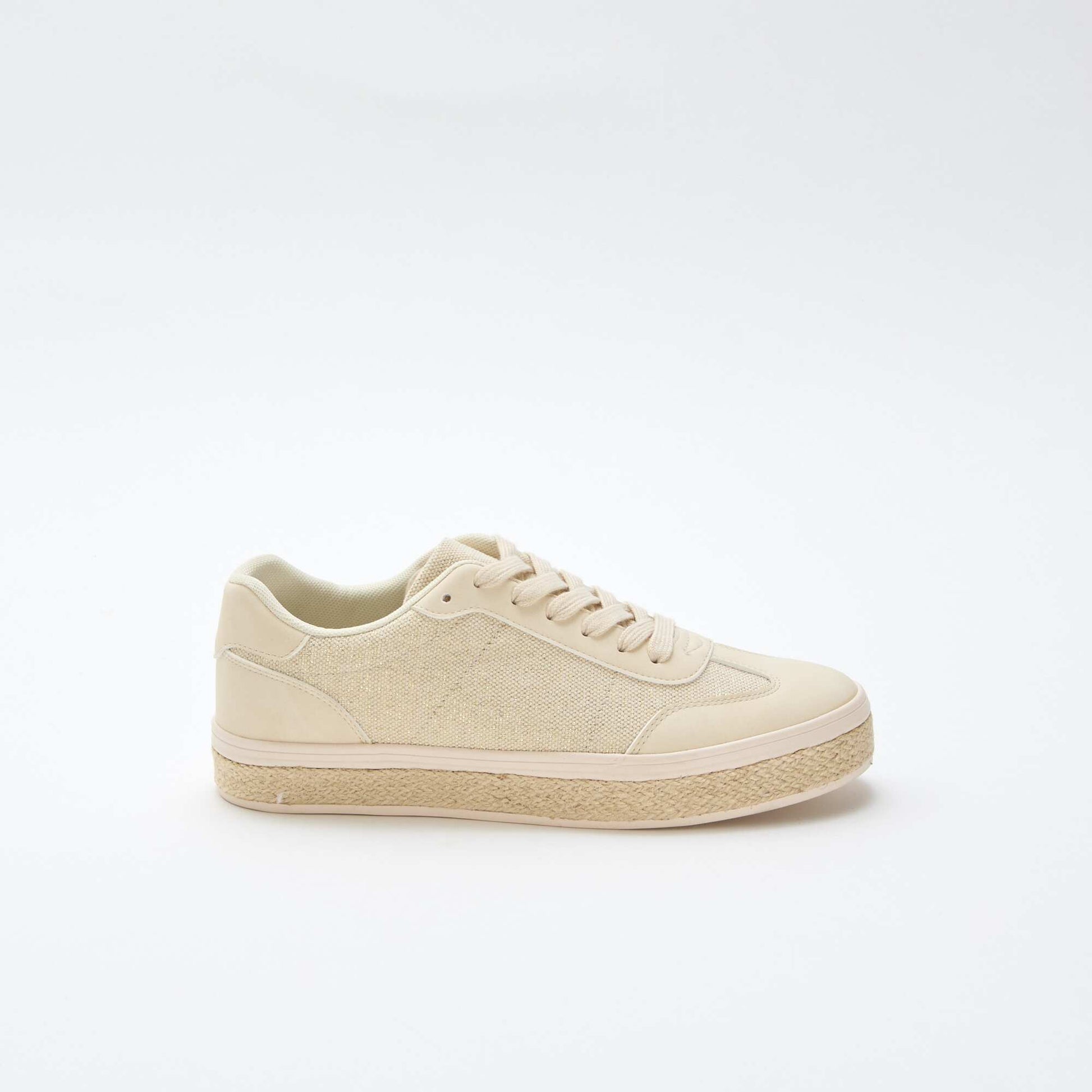 Baskets bi matière et semelle espadrille BEIGE