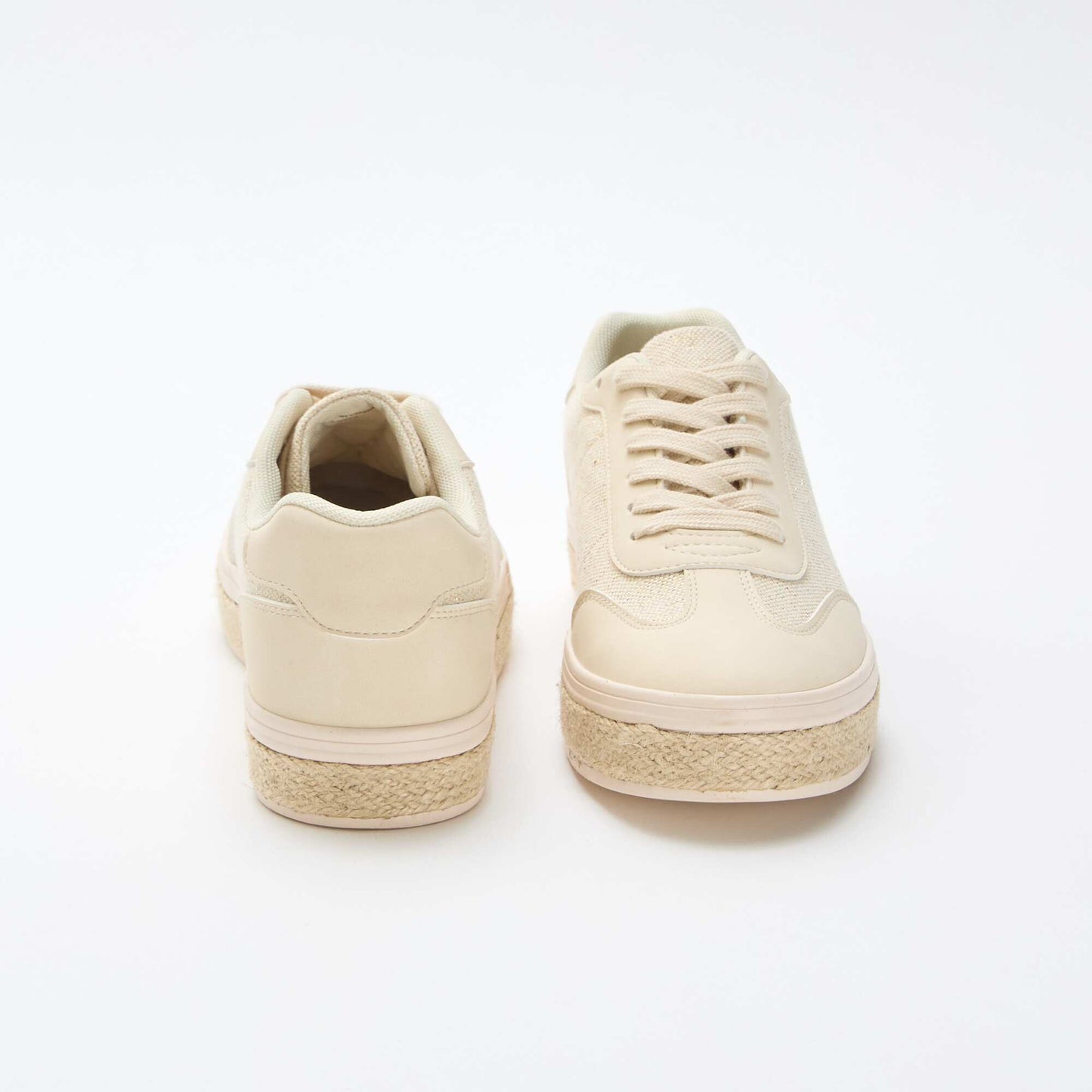 Baskets bi matière et semelle espadrille BEIGE