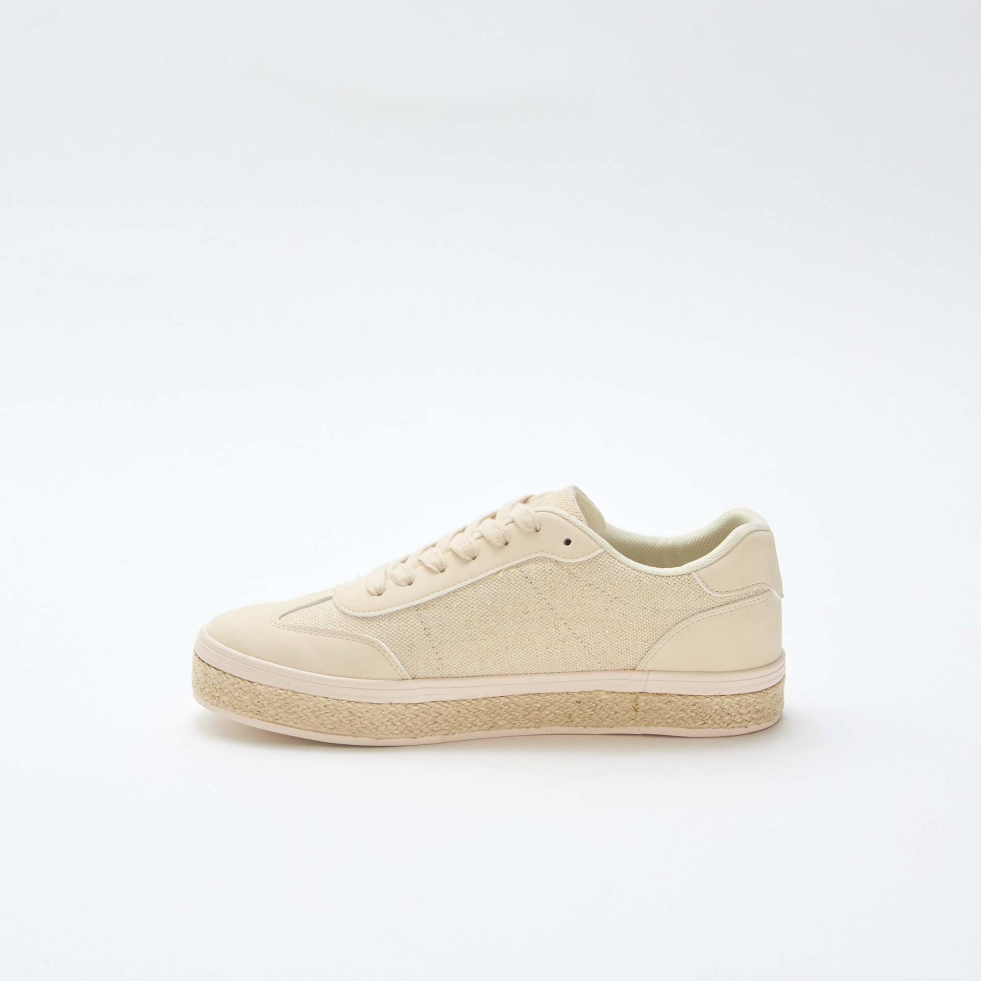 Baskets bi matière et semelle espadrille BEIGE