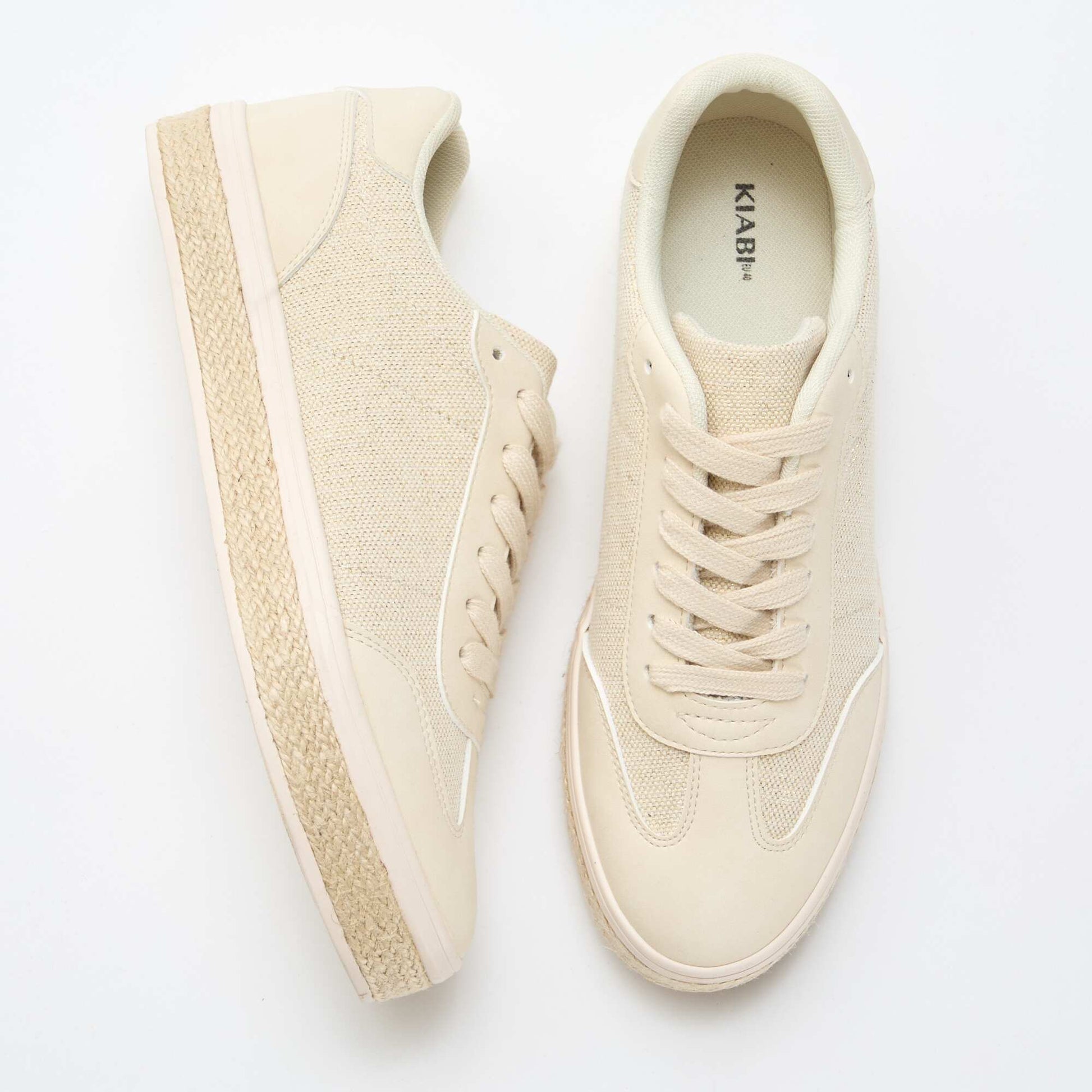 Baskets bi matière et semelle espadrille BEIGE