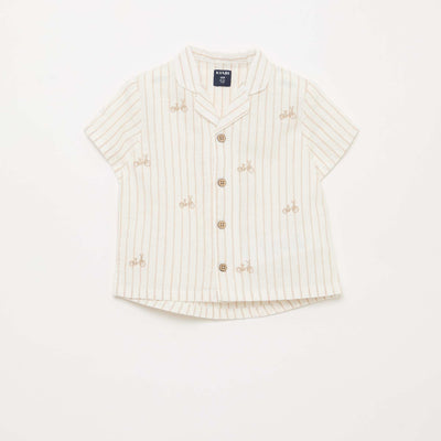 Chemise rayée et à motif à manches courtes BLANC