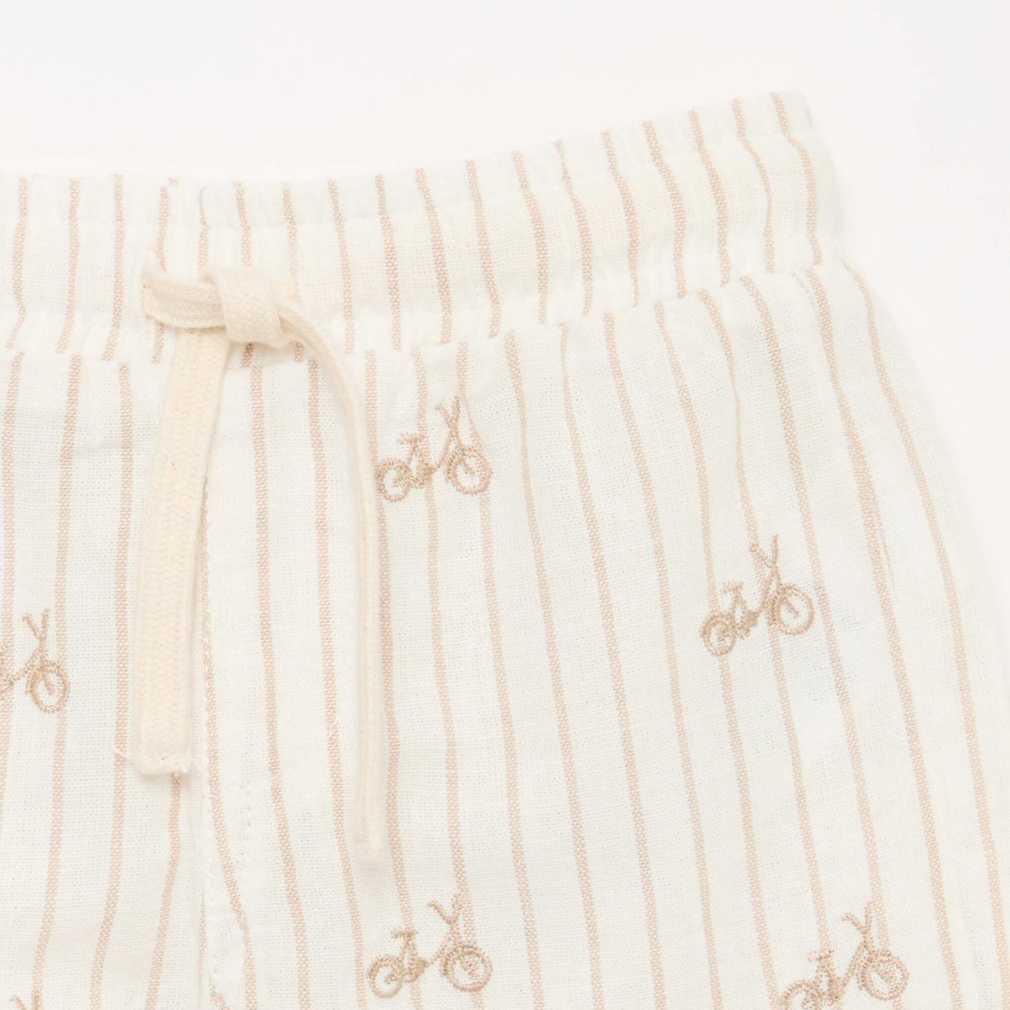 Short en lin mélangé à rayures BEIGE