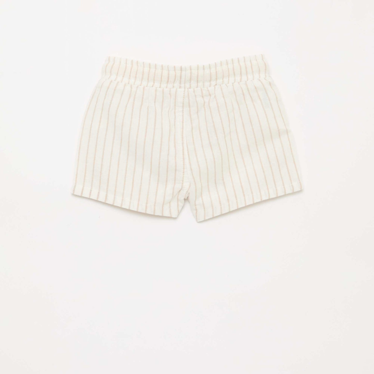 Short en lin mélangé à rayures BEIGE