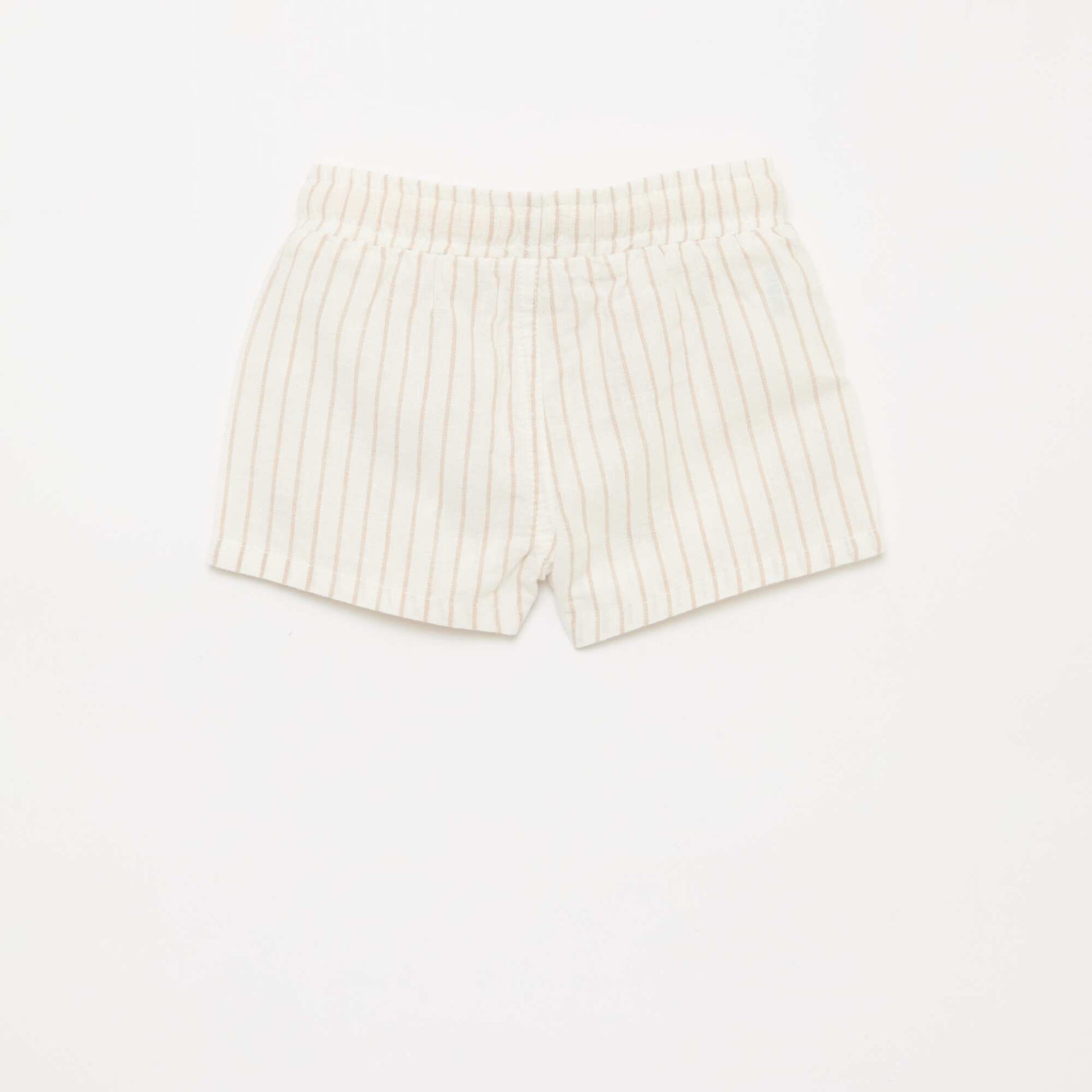 Short en lin mélangé à rayures BEIGE