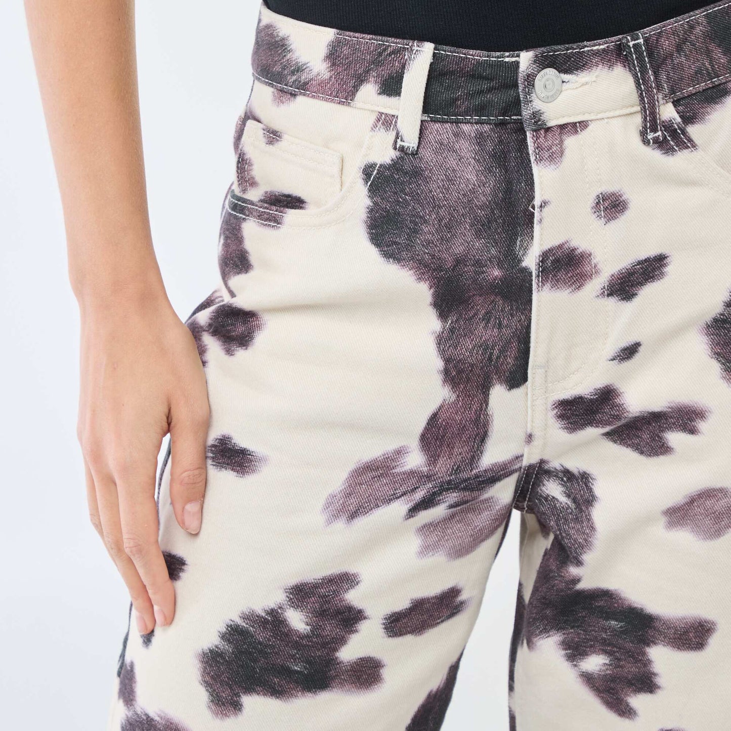 Pantalon large imprimé vache MARRON