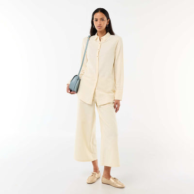 Pantalon large en lin mélangé BEIGE