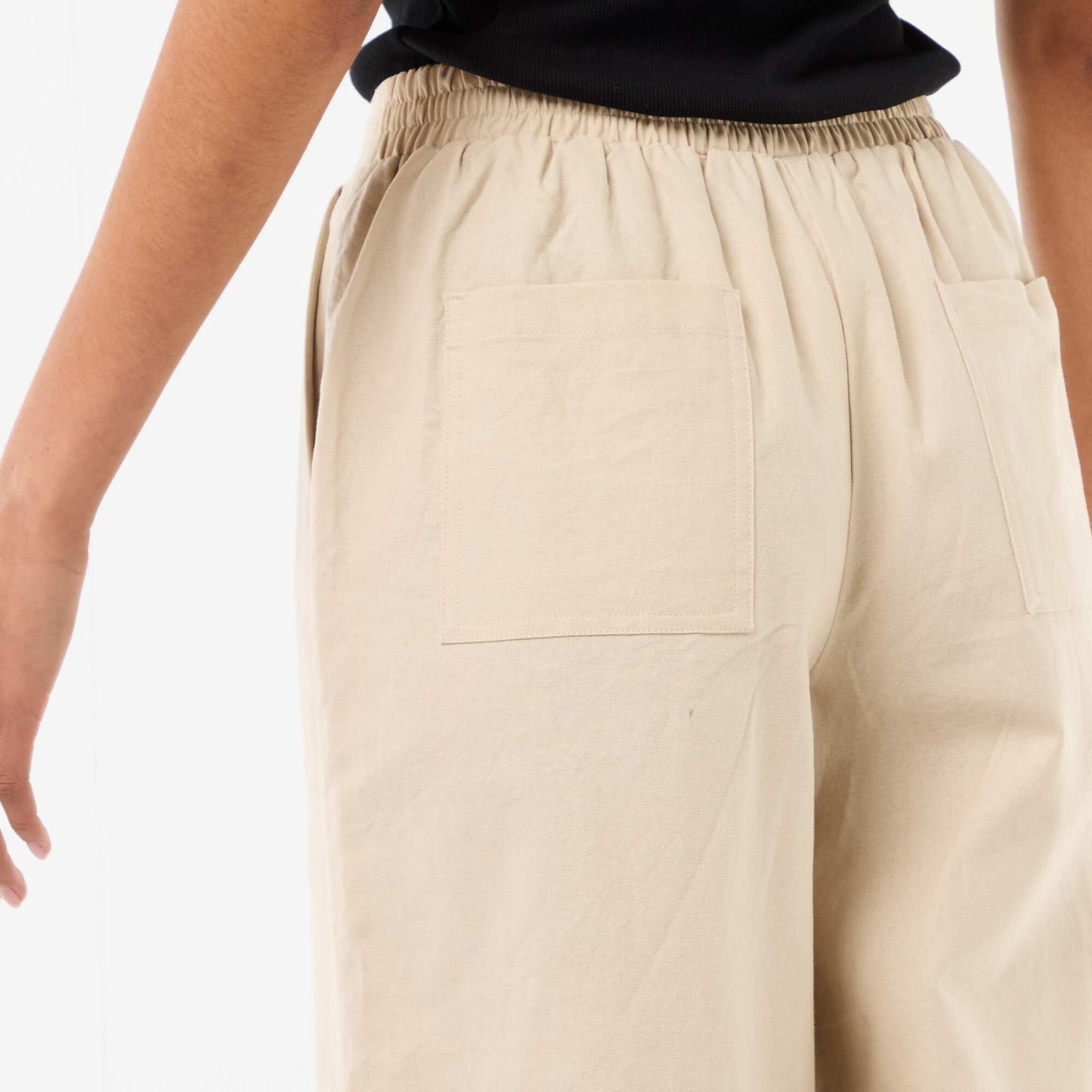 Pantalon large en lin mélangé BEIGE