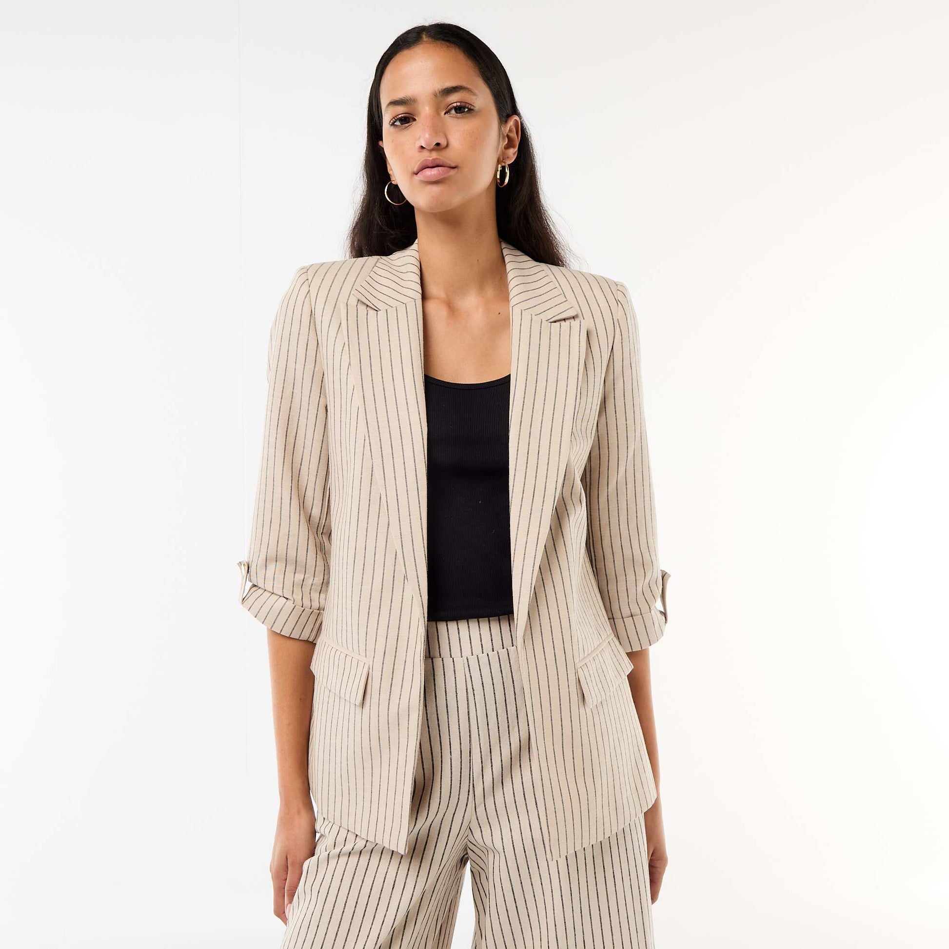 Veste blazer coupe longue BEIGE