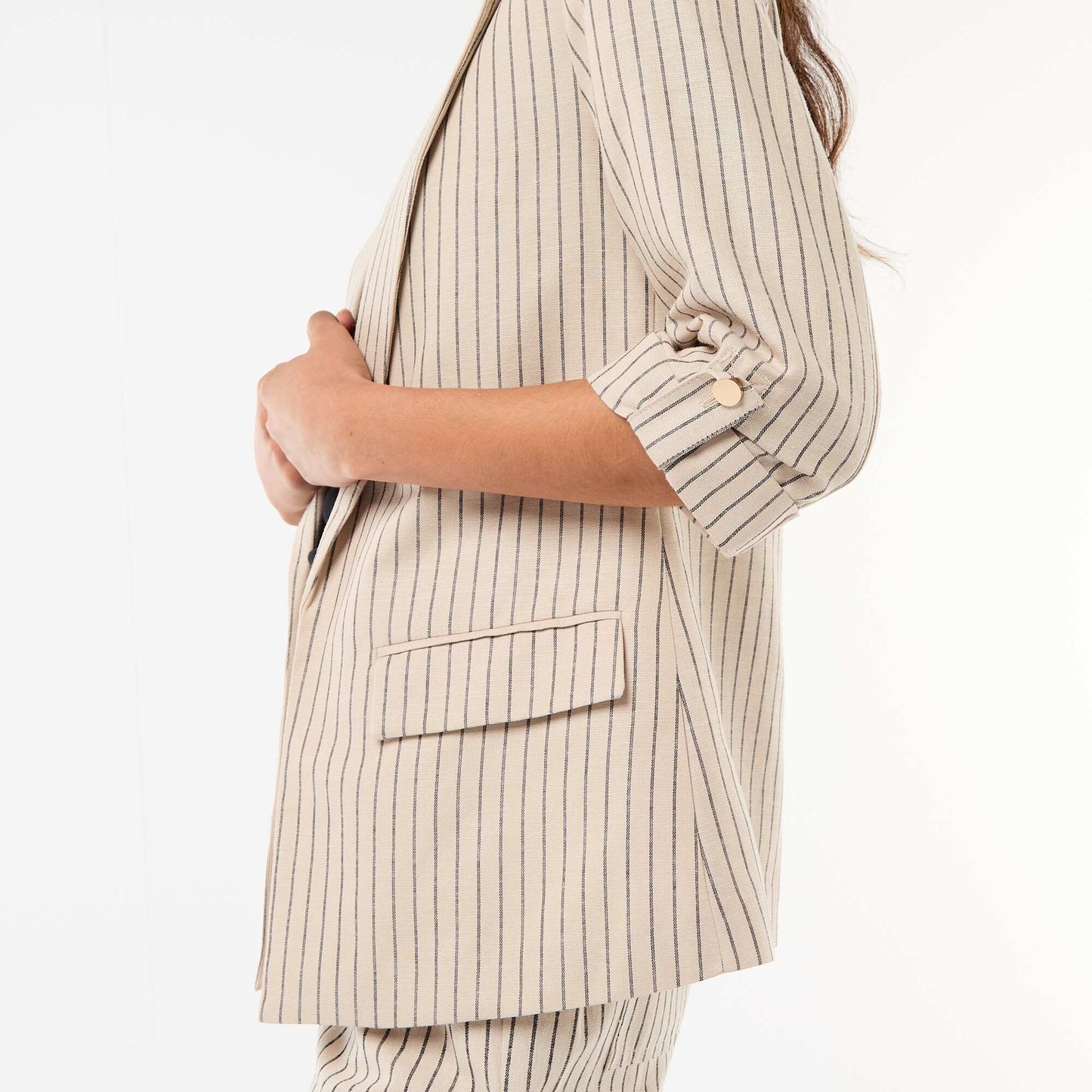 Veste blazer coupe longue BEIGE
