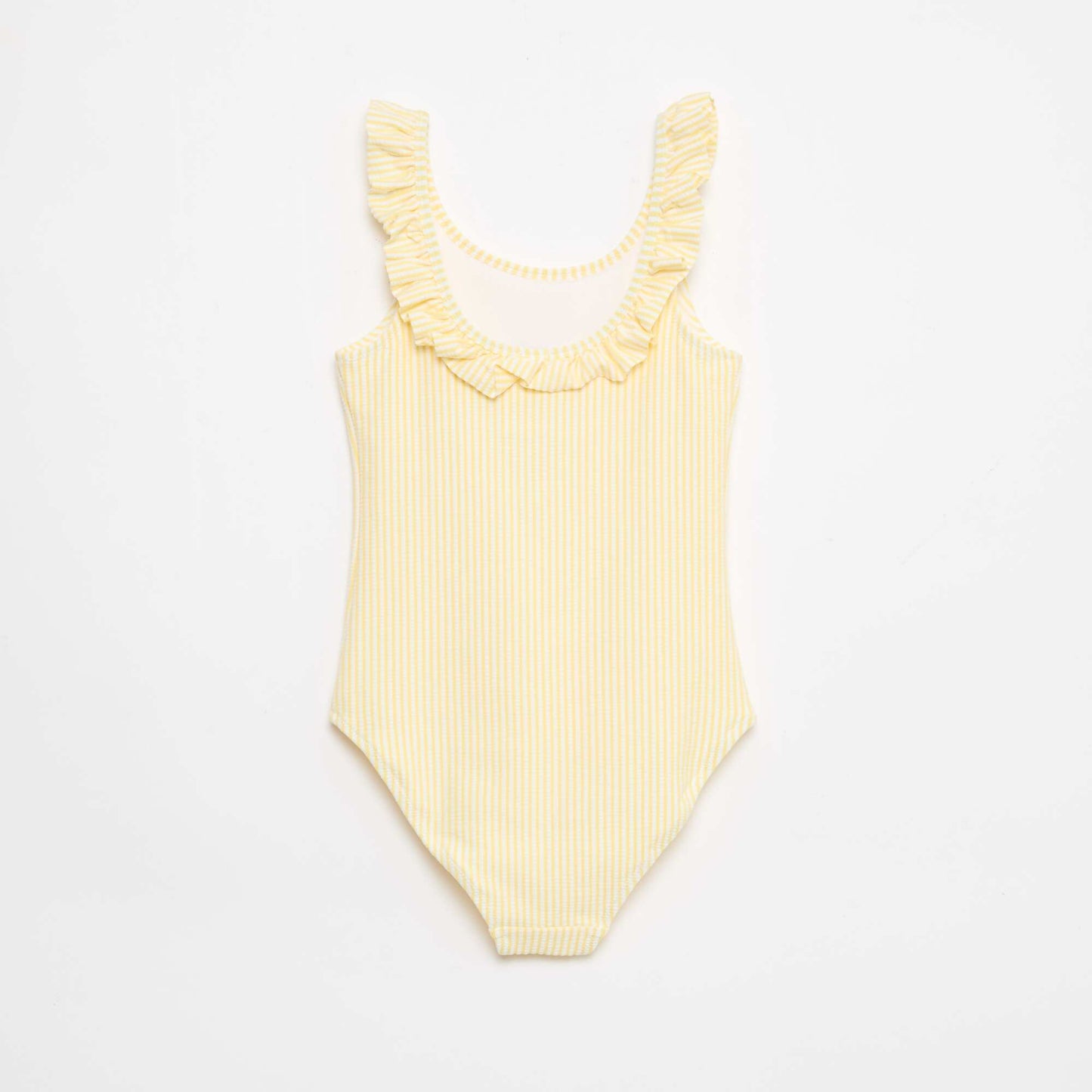 Maillot de bain rayé volanté extensible JAUNE