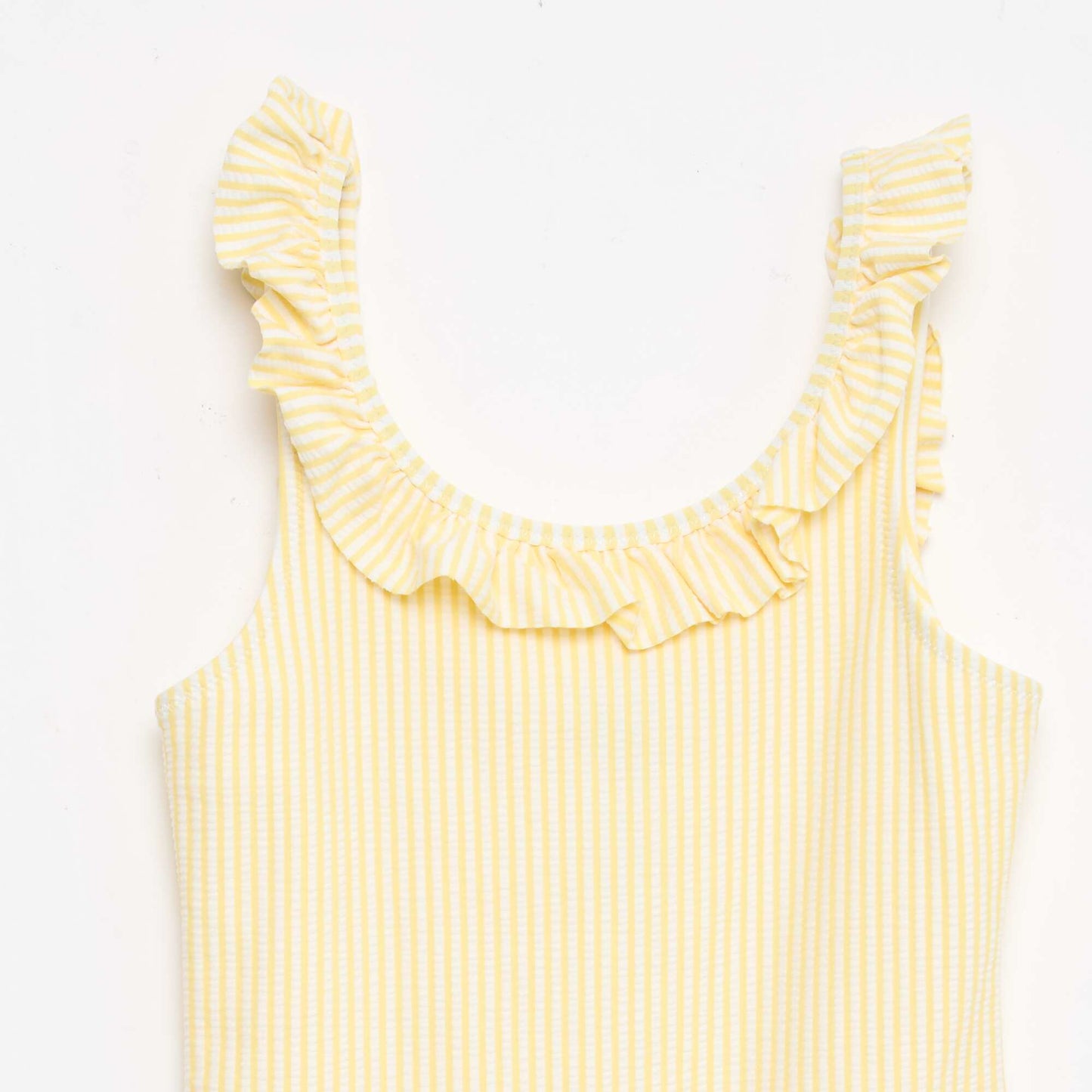 Maillot de bain rayé volanté extensible JAUNE
