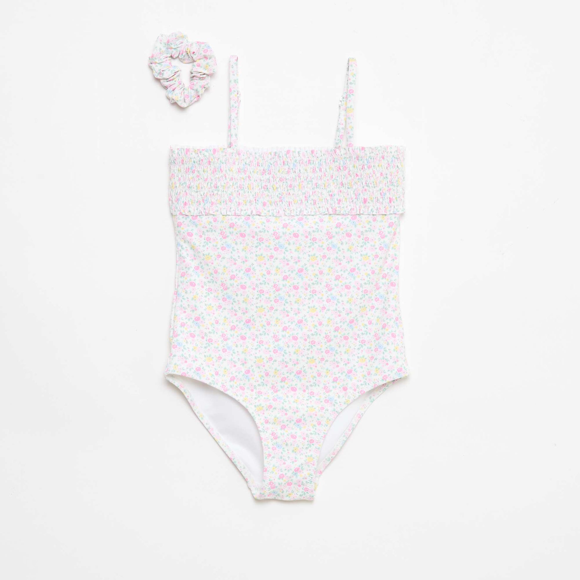 Maillot de bain smock avec chouchou BLANC