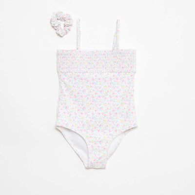 Maillot de bain smock avec chouchou BLANC