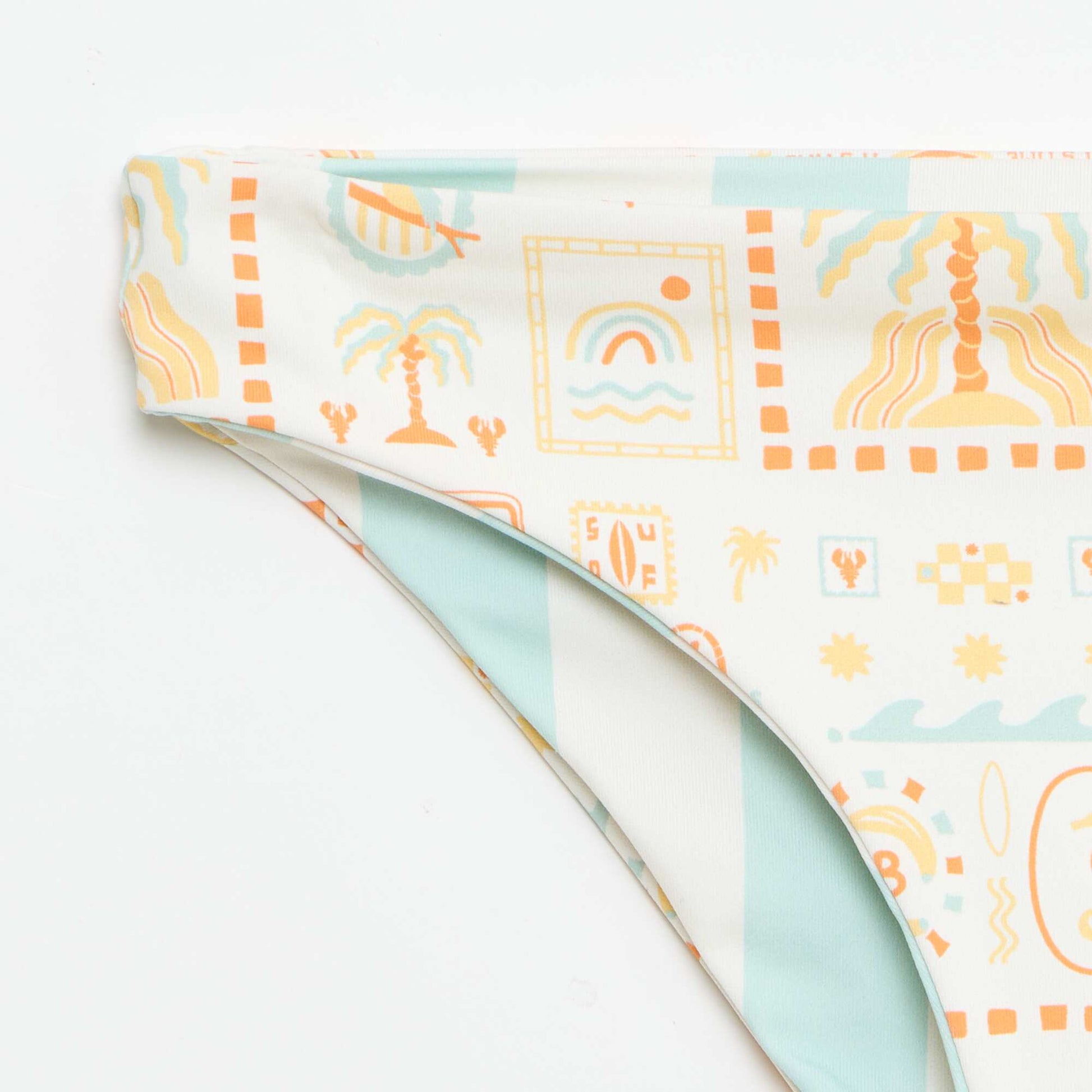 Maillot de bain imprimé réversible - 2 pièces BLANC
