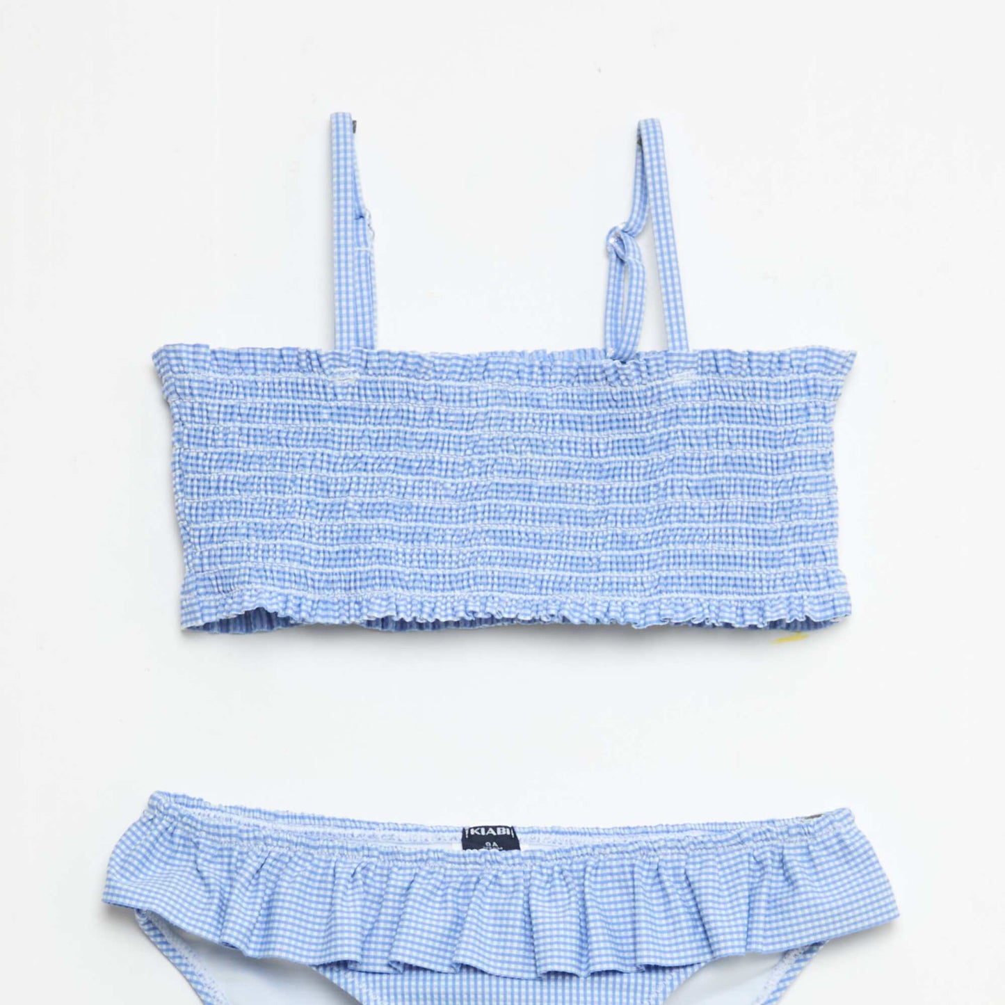 Maillot de bain à motif + volants - 2 pièces BLEU