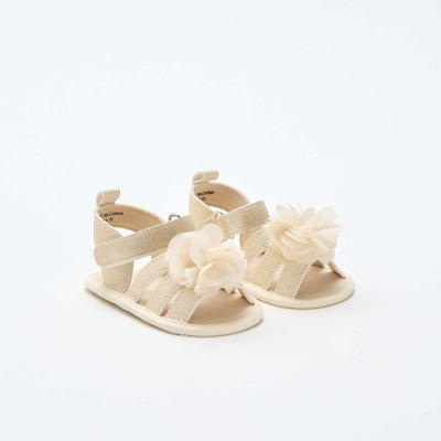 Sandales dorées avec fleur JAUNE