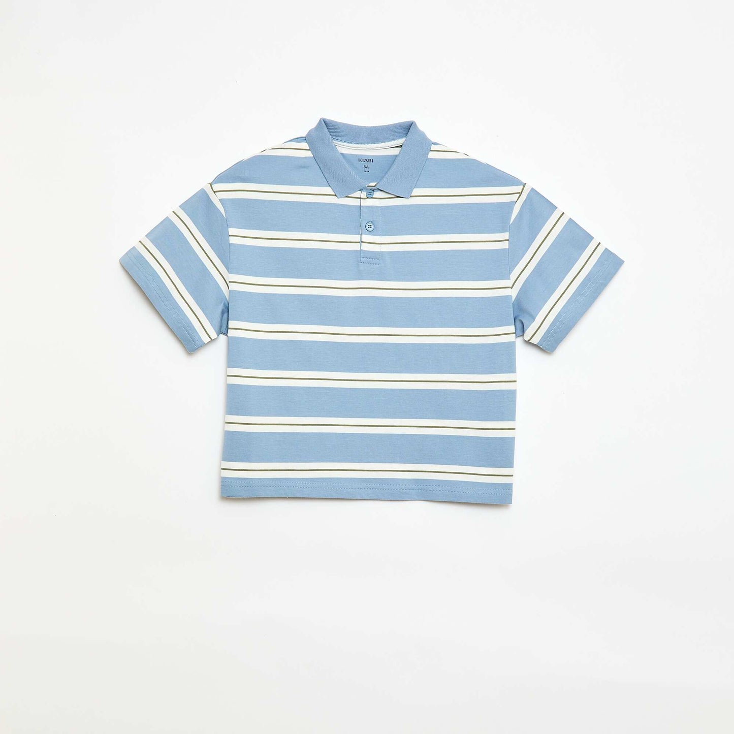 Polo rayé à manches courtes BLEU