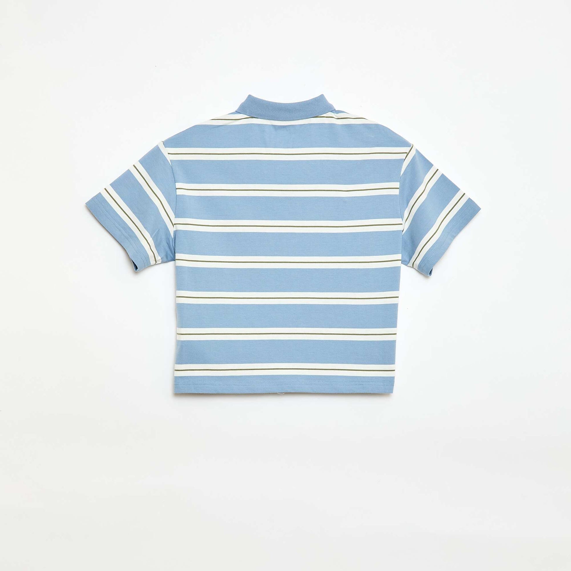 Polo rayé à manches courtes BLEU