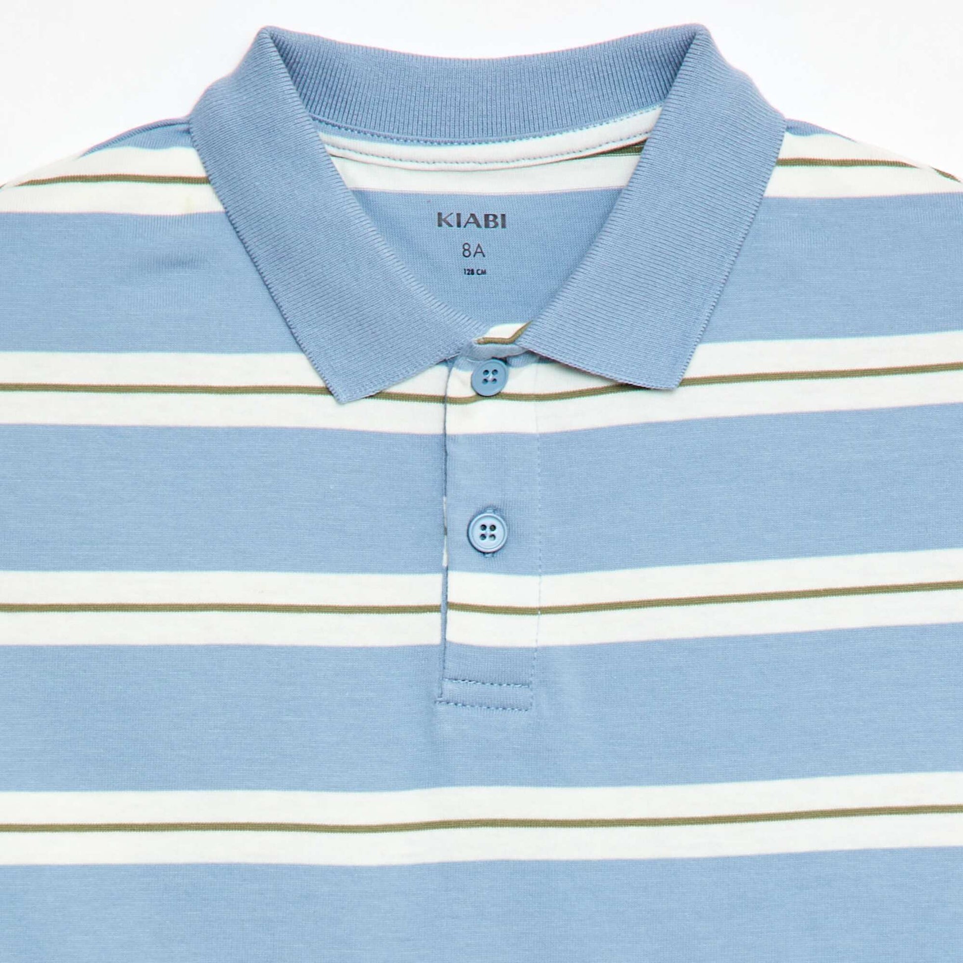 Polo rayé à manches courtes BLEU