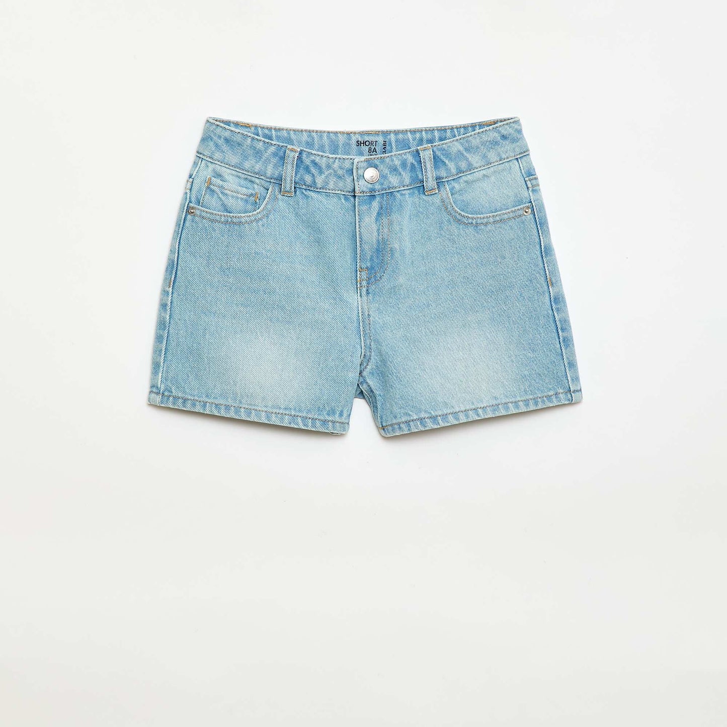 Short en denim taille haute BLEU