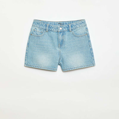 Short en denim taille haute BLEU