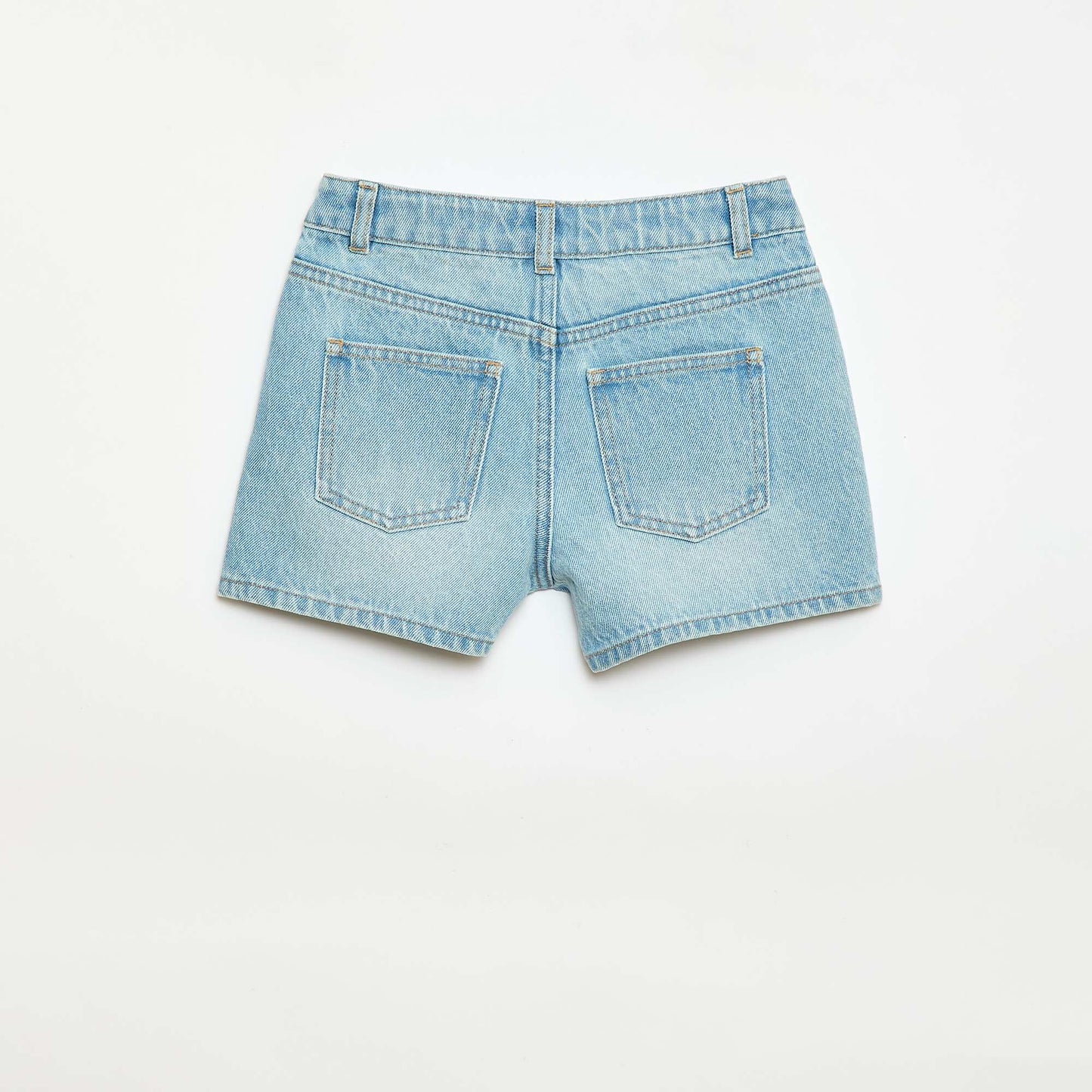 Short en denim taille haute BLEU